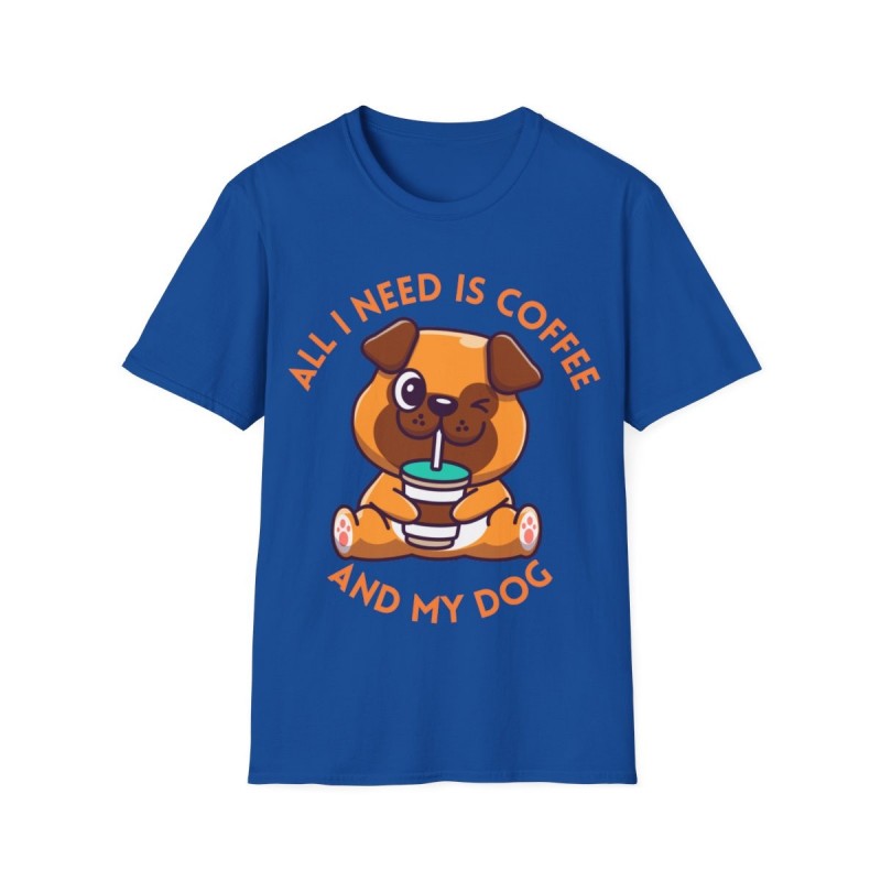 All I need is Coffee and my Dog Unisex Softstyle T-Shirt