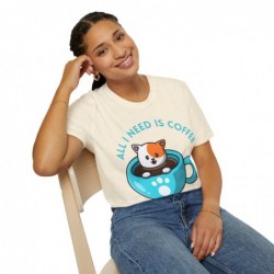 All I need is Coffee and my Cat Unisex Softstyle T-Shirt