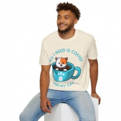 All I need is Coffee and my Cat Unisex Softstyle T-Shirt