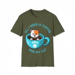 All I need is Coffee and my Cat Unisex Softstyle T-Shirt