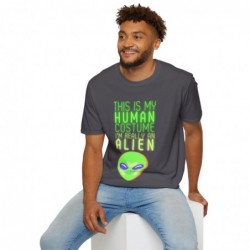 Get ready for Halloween with this This is my human costume I'm really an Alien funny Unisex Softstyle T-Shirt
