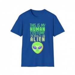Get ready for Halloween with this This is my human costume I'm really an Alien funny Unisex Softstyle T-Shirt