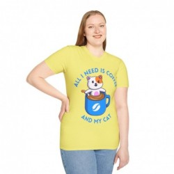 All I need is Coffee and my Cat Unisex Softstyle T-Shirt