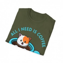 All I need is Coffee and my Cat Unisex Softstyle T-Shirt