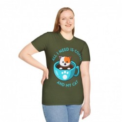 All I need is Coffee and my Cat Unisex Softstyle T-Shirt
