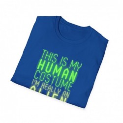 Get ready for Halloween with this This is my human costume I'm really an Alien funny Unisex Softstyle T-Shirt