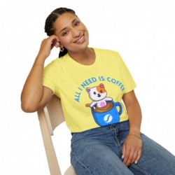 All I need is Coffee and my Cat Unisex Softstyle T-Shirt